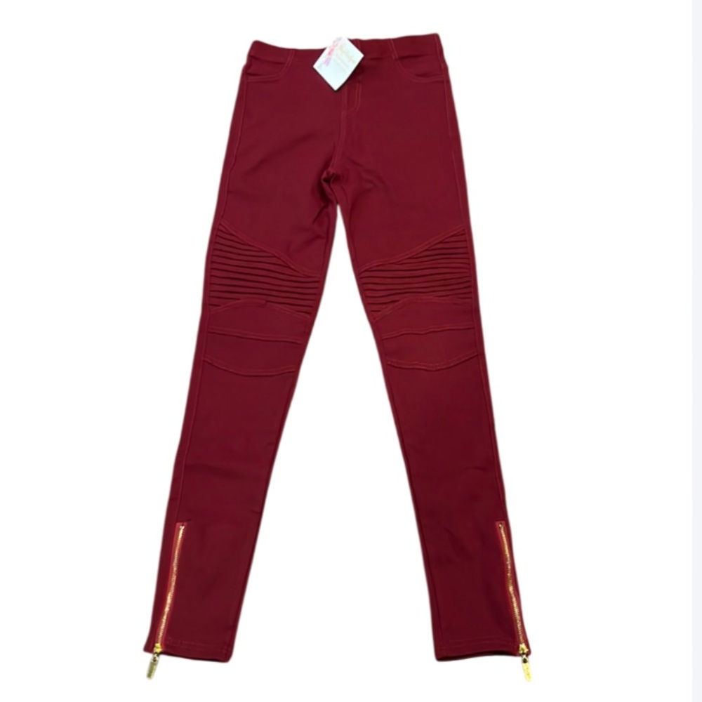 NWT Red Moto Leggings with Gold Zippers Size Small/Medium